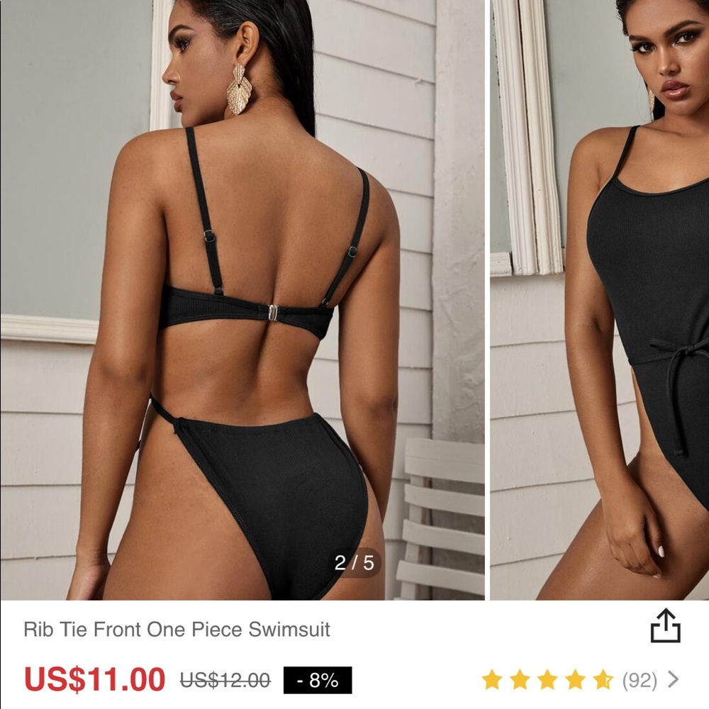 Rib tie swimsuit
